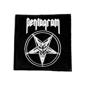 Black & White Pentagram Baphomet Patch Embroidered Iron on Sew Metal Occult Punk